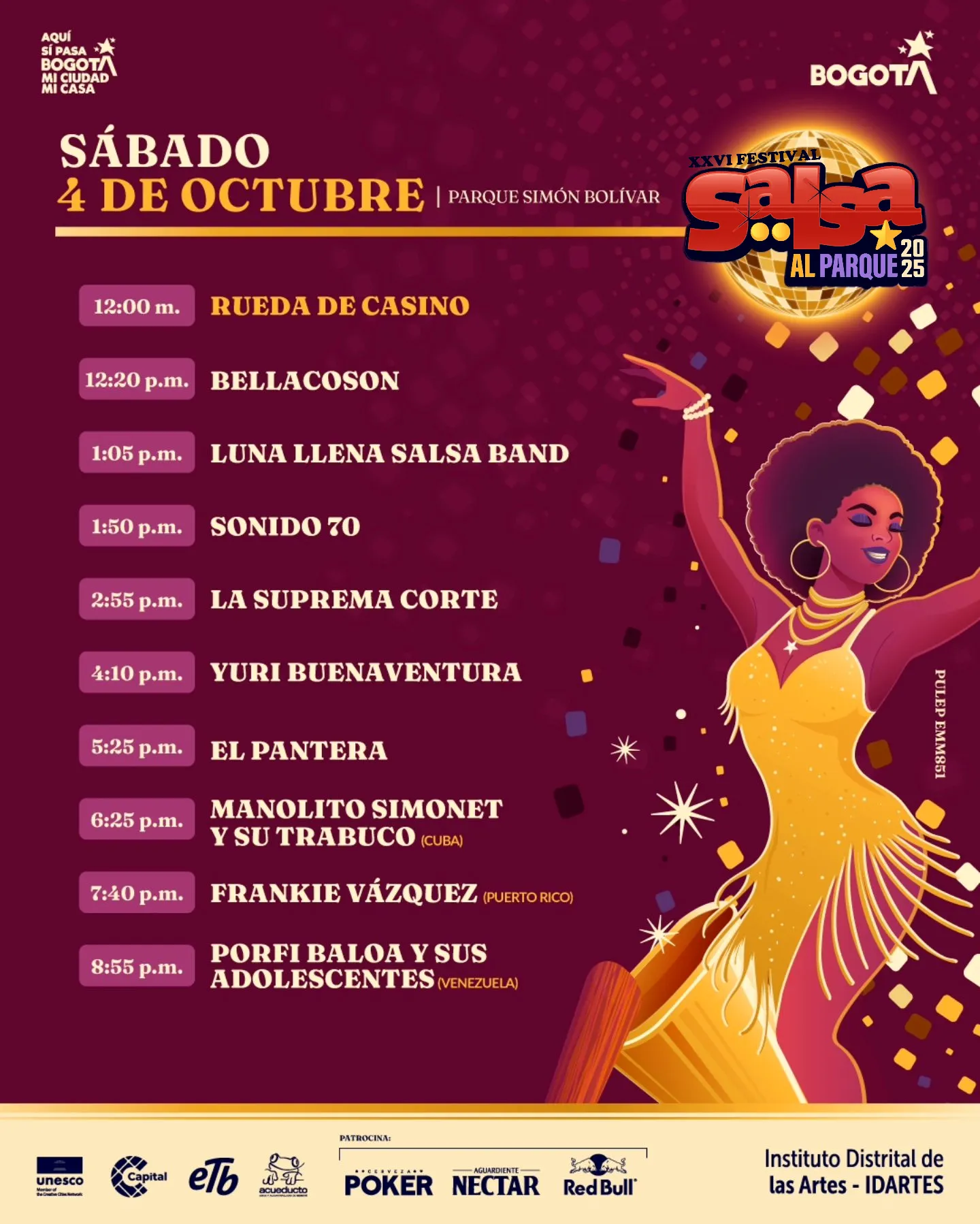 Programación Salsa al Parque Dia 1