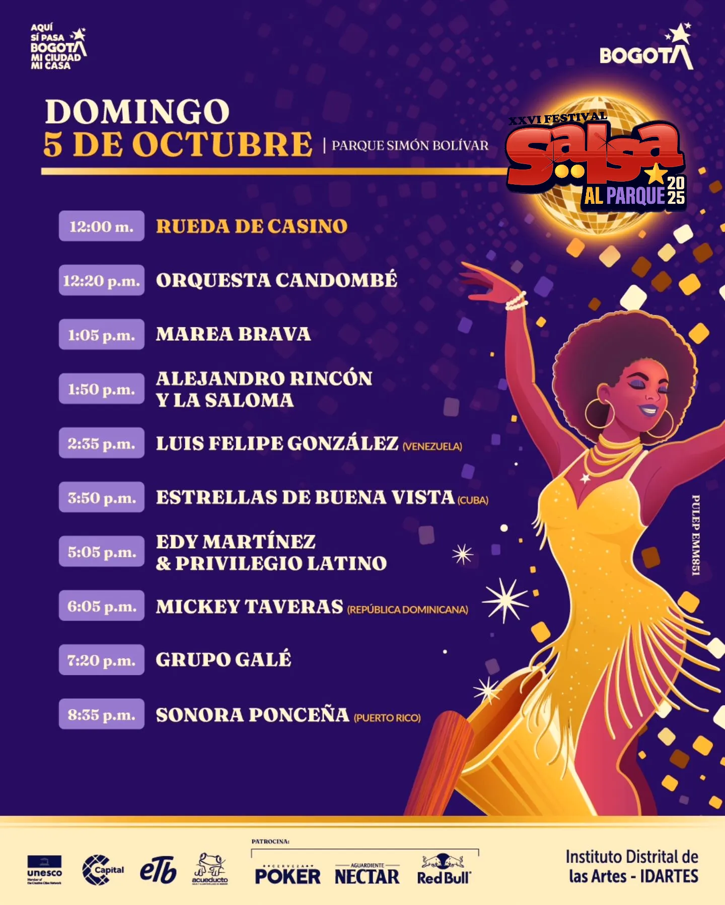 Programación Salsa al Parque Dia 2