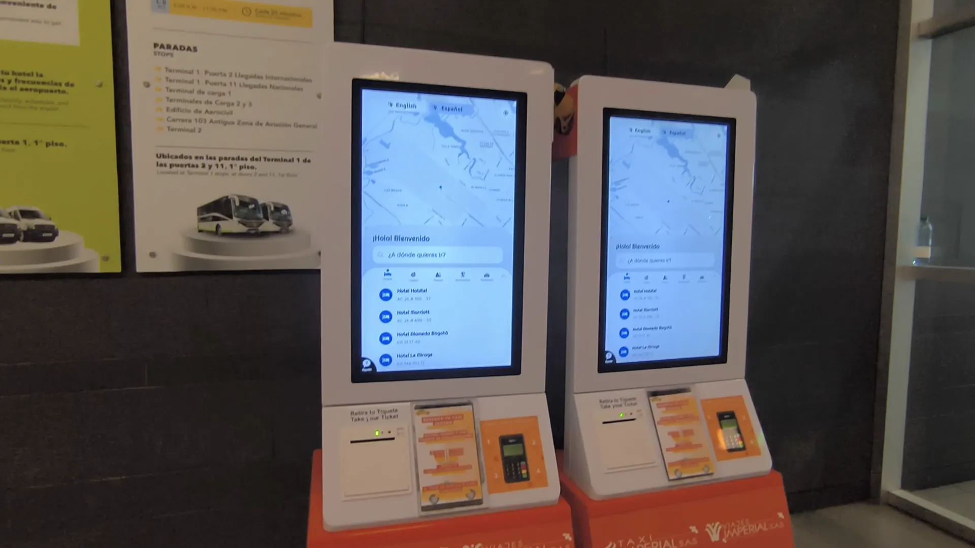 Módulos digitales de Taxi Imperial en el Aeropuerto El Dorado